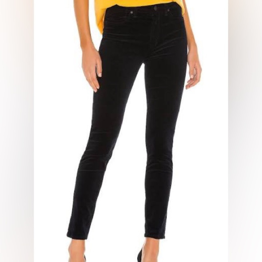 Hudson Barbara High Waist Rise Jeans Velvet 26 Super Skinny Ankle Black Star